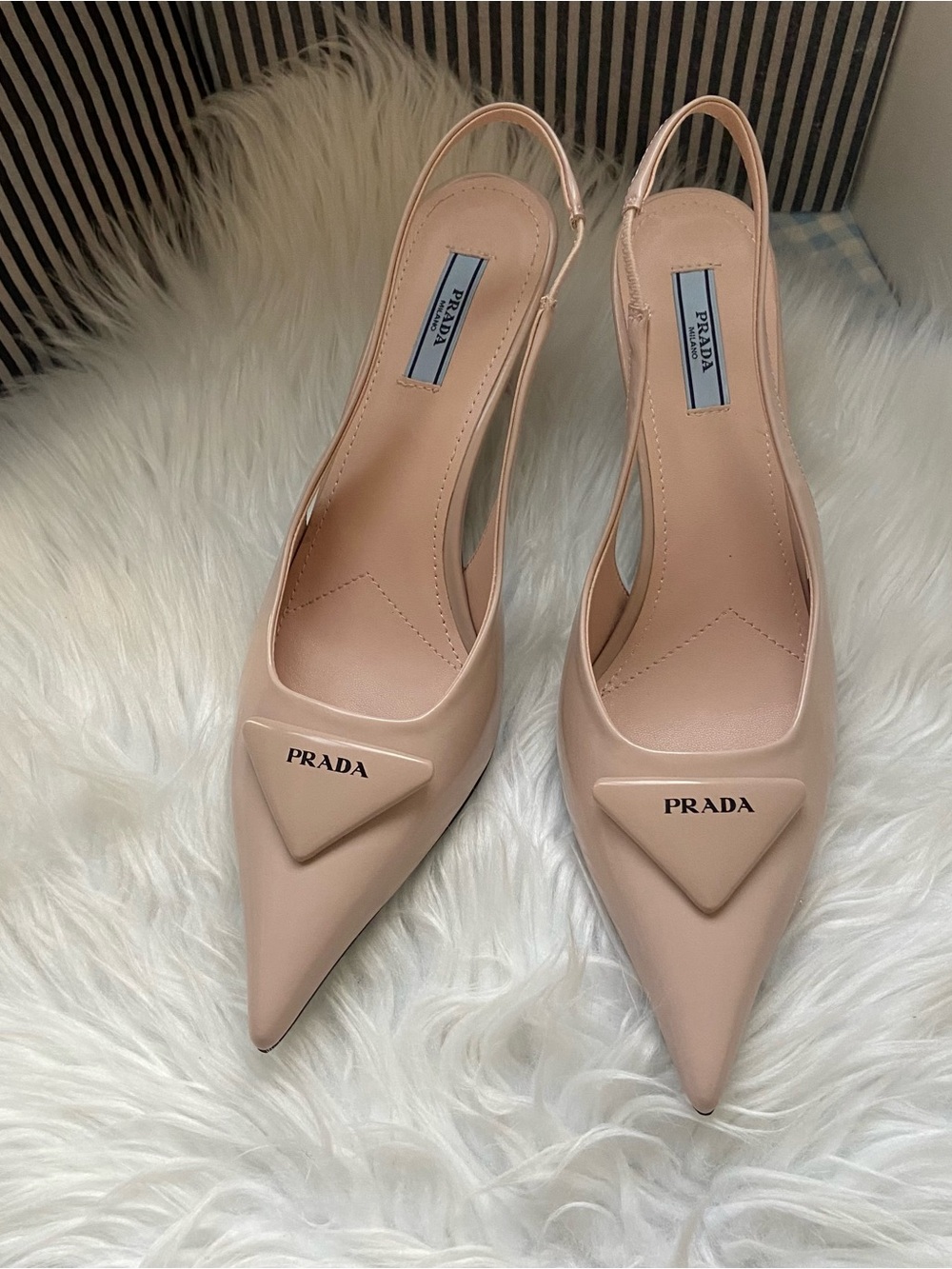 Prada Blush Nude Pointed Slingback Pumps